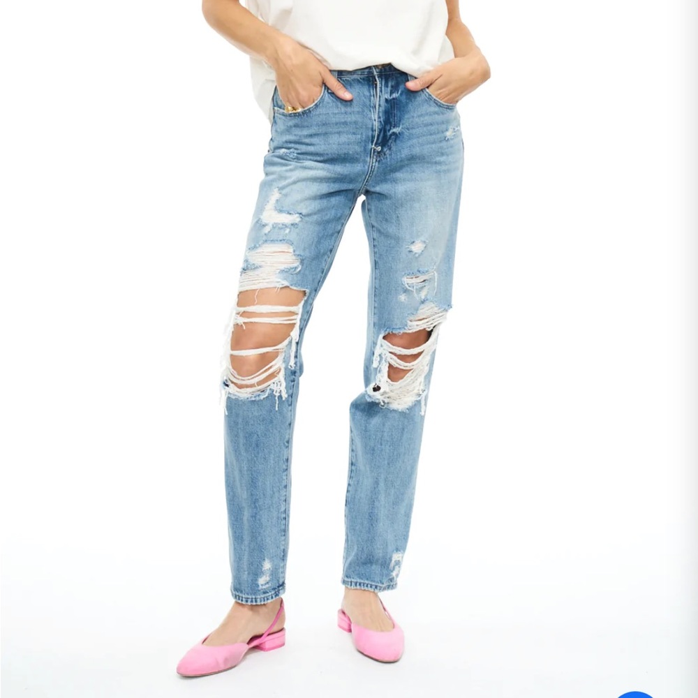 Pistola Presley Distressed Straight Ankle Jeans